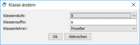 Klasse ändern