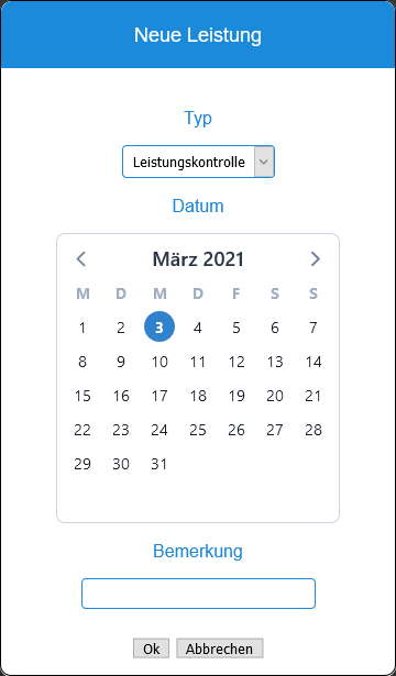 Hinzufügen einer Leistung