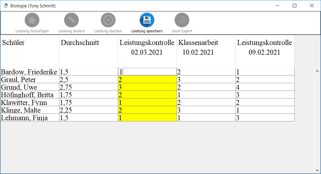 Bearbeiten einer Leistung