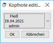Bearbeiten einer Kopfnote