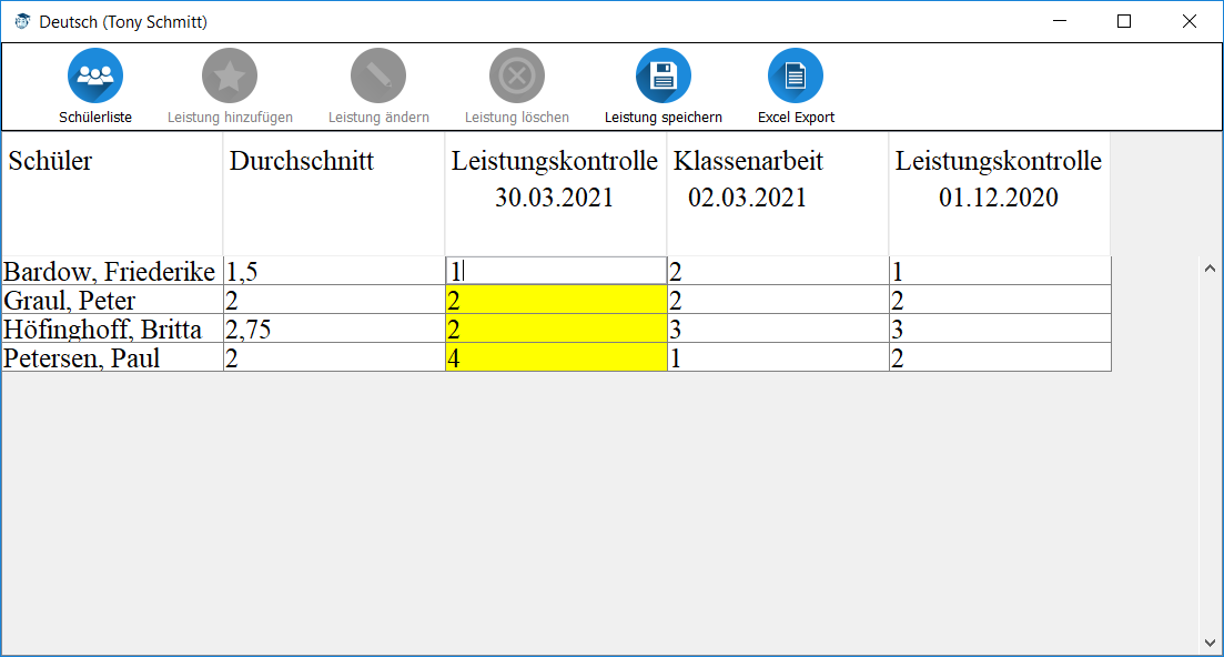Bearbeiten einer Leistung